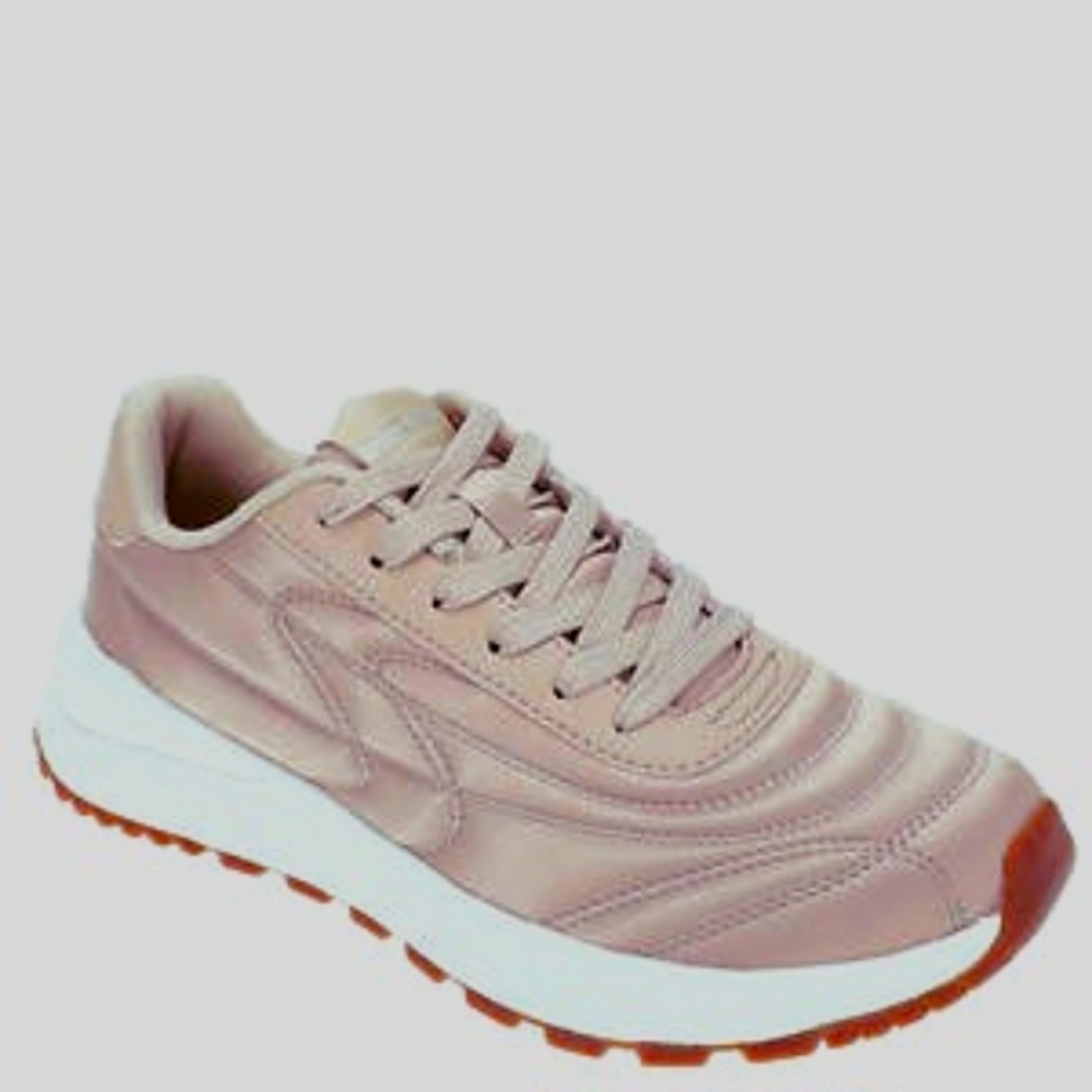 NWT Skechers Women's Taupe Satin Fury-Plush Waves Memory Foam Athletic Shoes 10M